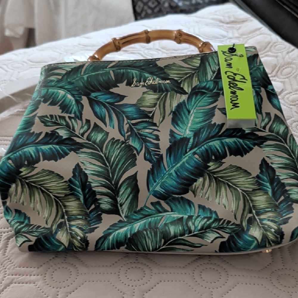 Sam Edelman Green Leaf Purse with Bamboo Handle